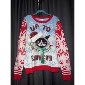 Ugly Christmas Sweater Xmas Size Large Cat